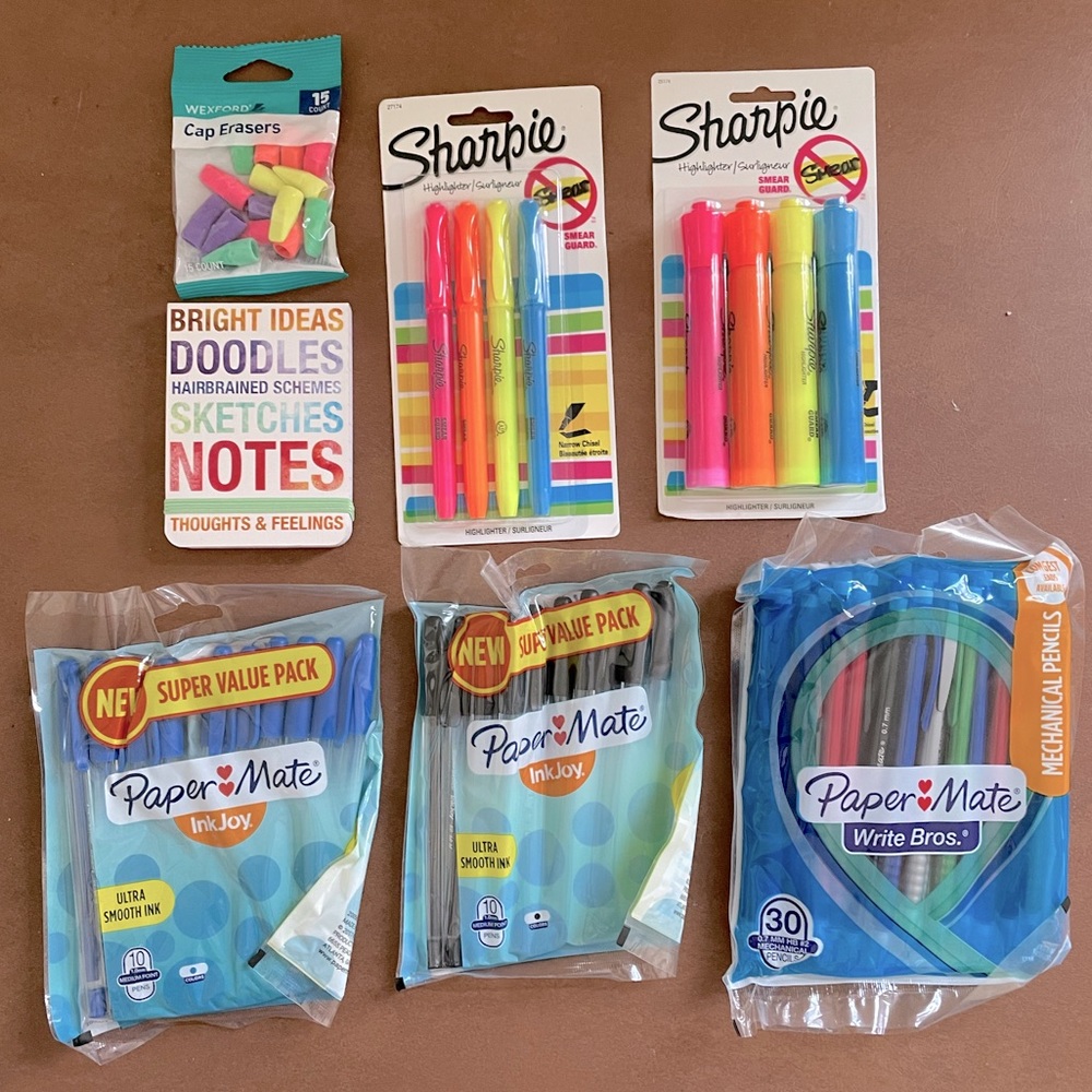 Papermate, Sharpie and Wexford NWT set of 7 pkgs! office supply pens and pencils